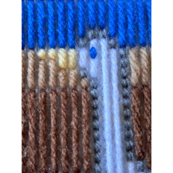 Nativity Scene Completed Needlepoint Art Ready to Hang Plastic back 16.5"x13.25" - Picture 9 of 11